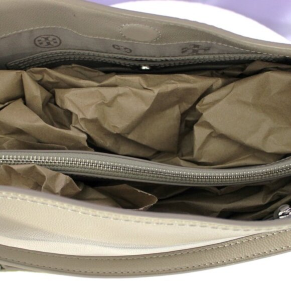 Tory Burch Patent Leather Chain Strap Tote Taupe Beige NWOT - Picture 8 of 14